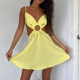 Brand New Women Party Lace Flower Backless Mini Dress Summer Sexy Sling Spaghetti straps Deep V Neck Wedding Club