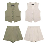 Fongt Women's Summer New Design Feeling Horse Vest Shorts Set