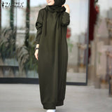 Women's Sweatshirt Dress 2022 Stylish Hoodies Long Sleeve Maxi Dress Female Casual Solid Hooded Vestidos