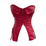 Fongt Shooting Hottie Retro Tender With Chest Pad Wrapped Bra Zipper Design Smear Bra Vest Short Sleeveless Top 8968