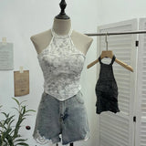 Fongt Babes Hanging Neck Slings Slings Tlit Holes Made Old Bare Back Short With Thoracic Tops 1663