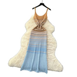 Fongt Knitted Dress Woman 2025 Summer Korean Chic Retro Gradient Wavy Dress