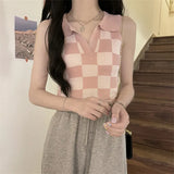 Lattice Collar Sling Vest Women Pure Babes Wear Design Sense Inside A Short Bottom