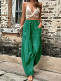 Plus Size 4XL 5XL Women's Solid Baggy Pants Big Pocket Elastic Waist Casual Haren Pants Lantern Trousers Oversize