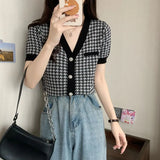 Fongt French Summer T-Shirt Women V Collar Temperament Short-Sleeved Small Short-Term Repair Cloth Wear Clothes In The
