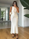 Fongt Women's Fashion Bodywear Body Armor Solid Color Body Repair Hip Two Sets Of Knitted Long Skirt Suit Woman