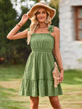 Fongt Wind Casual Women's Wear 2024 Summer New One-Word Shoulder Pull Flounce Dress-Outfit