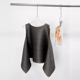 Fongt Folded Women's Summer Solid Color Top Sleeker-Less Collar Fashion Loose Daily Simple Wear Commuting Vest
