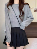 One-Word Collared Sweater For Women In Autumn And Winter, A Solid Color Casual Sweater, A Small Foreign Sweater.-Outfit
