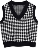 Fongt And Winter New Women's Thousand Bird Case Knitting Vest V Neck Sleeveless