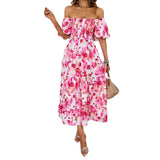 Fongt New Temperament Collar Print Pony Dress Bubble Sleeve Dress Woman