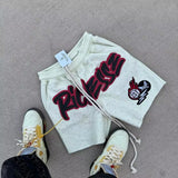 Fongt Shorts Letter Printing Casual Street Youth Sweater Sweatpants Casual Lazy Hot