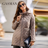 2022 New Spring Autumn Women coat Simple Mid-Length Fashion unique splicing Hooded design Women's spring jackets