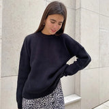 Elegant Knitted Women Sweater Pullover Autumn Green Crew Neck Long Sleeve Female Sweaters Fashion Solid Simple Lady