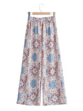 Fongt Women's Printed Casual Shirt + Wide Leg Trousers Set 1769