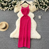 Fongt Grid Sling Dress Women's Summer New Folding Coat Wearing Long Body Dressing Vest Burqa Skirt