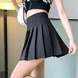 High Waist Mini Pleated Skirts Women Korean Preppy Style Chic Short Faldas Elegant Black Safety Lined Tennis