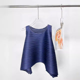 Fongt Folded Women's Summer Solid Color Top Sleeker-Less Collar Fashion Loose Daily Simple Wear Commuting Vest