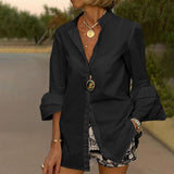 Shirts Summer Women Solid Flare Sleeve Shirts Spring Blouse 2022 VONDA Sexy V Neck Button Up Office Shirt Femininas