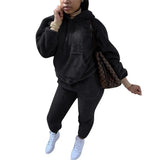 Tracksuits Casual Plush Warm Fluffy Suits Women's Long Sleeve Hooded Sweatshirt Hoodie Long Sporty 2 Piece