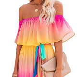 Fongt Summer New Rainbow Gradient Dress Ebay Collar