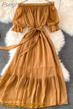 Dress Women Sexy Off The Shoulder Slash Beach Chiffon Dresses Ladies Elegant A Line Bandage Party Dress Long