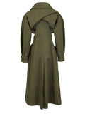 Women Cut-out Big Size Camel Long Trench New Lapel Long Sleeve Loose Fit Windbreaker Fashion Y2k Spring Autumn 2024 TH2372-Outfit