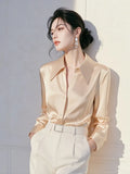 Fongt Elegant Apricot-Colored Long-Sleeved Shirt Women's Spring And Autumn New Commuting Meat Cover Shirt