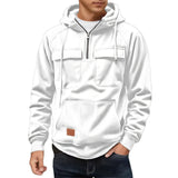 Fongt Men's Casual Coat Hooded Autumn And Winter Tunic Station Multi-Pocket Zipper