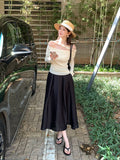 Fongt Xixi 2025 Spring New Temperament Commute High-Waisted Half-Body Skirt A Folding A-Word Skirt 85112
