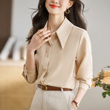 Fongt Long-Sleeved Vertiny Shirt In Autumn 2025 Female OL Commuting Leisure Thin Simple Gloss Temperament Shirt