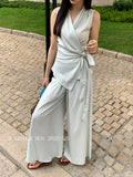 Fongt Xixi 2025 Spring New Temperament Linen Vest + High Waist Display Thin Leg Trousers Two Sets Of Women 89403