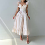 Fongt Temperament Commuting Style Leaf Side Striped Dress Women's Summer Senior Neck Cuff Double Design Women's Clothing