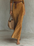 Fongt Autumn And Winter Velvet Long Shirt Collar Temperament Dress With Belt