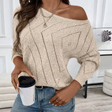 Fongt And Winter New Women's Sweater Loose Hollow Knitted Knitted Round Collar Collar Tsets