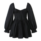 And Winter New Three-Dimensional Steel Trap Chest Pleated Back Long-Sleeved Dress-Outfit