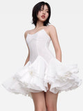 2024 Summer New Body-Repair Sexy Perspective Sling Dress High-End Temperament Lotus Leaf Skirt Small Dress