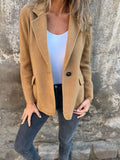 Fongt Women's Casual Hair In Autumn And Winter 2025, Collar Button Fake Pocket Blazer