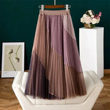 pleated mesh skirt women spring/summer 2021 new Korean style design irregular large-length mid-length A-line