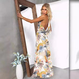Fongt 24 Spring / Summer Print With V Collar Waist Sexy A-Line Dress 88238-Outfit