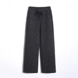 Sweater Pants Women Fall Winter Wide Leg Pant Loose Straight Large Size High Waist Casual Trousers Lace-up Elastic