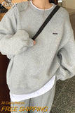 Thick Warm Sweatshirt Women Patchwork Sporty Letter Fashion Korean Pullover Winter Harajuku Clothes Basics Steetwear