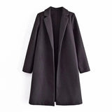 New Large Casual Woolen Coat Solid Color Autumn Winter Women's Coat Long Sleeve Women's Button Less Cardigan
