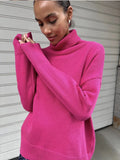 Fongt Multi-Color High-Necked Solid-Color Sweater Women Loose Collar Collar Collar Women's Clothing 66