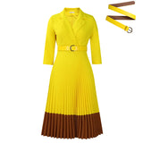 Fongt Autumn And Winter Fashion Women's Suit Collar Fashion OL Elegant Folded African Dress