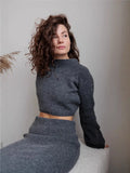 Fongt And Winter 2025 New Hot One-Step Skirt Sweater Set Women's Collar Knitted Top + Left Hip Skirts Ins