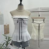 Fongt Shoot Hottie Tset Lady Summer Lace Lace T-Shirt With Bra Strap Short Vest Strap 8828