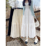 Embroidered Patchwork Spliced Maxi Skirt-Outfit
