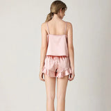 Sexy Silk Satin Ruffled Pajamas