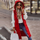 Fongt New Fashion Casual Solid-Colored Hooded In Sleeveless Sleeveless